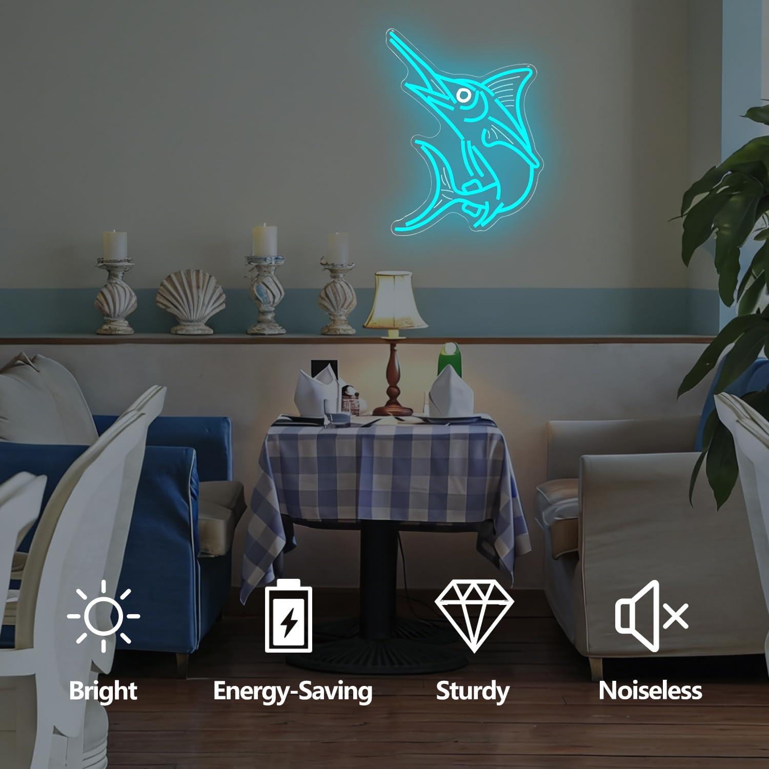 Marlin Fish Neon Sign Deep Sea - Home Bar Signs ulasan dan harga