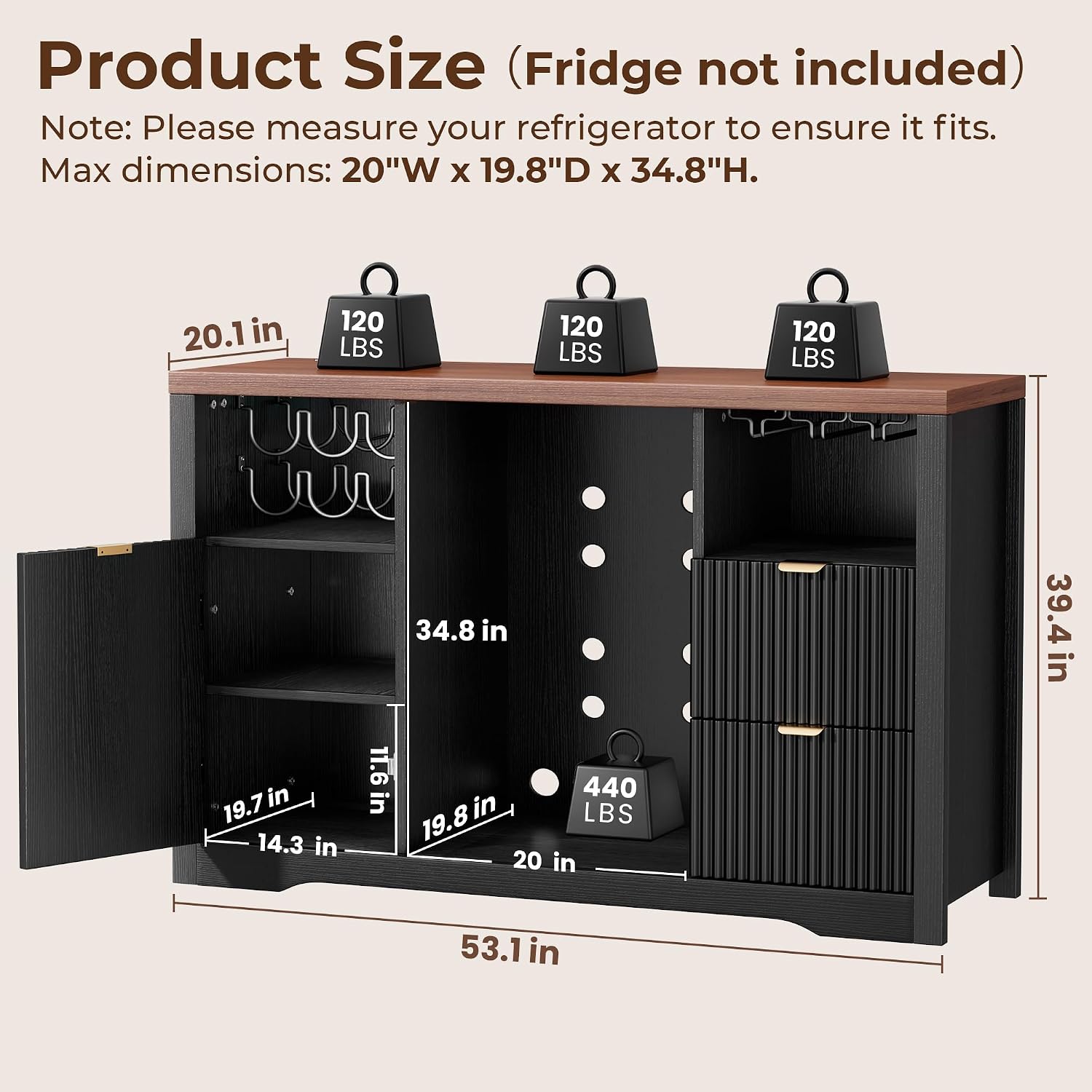 Coffee Bar Cabinet with Mini F - Home Bar And Fridge ulasan dan harga