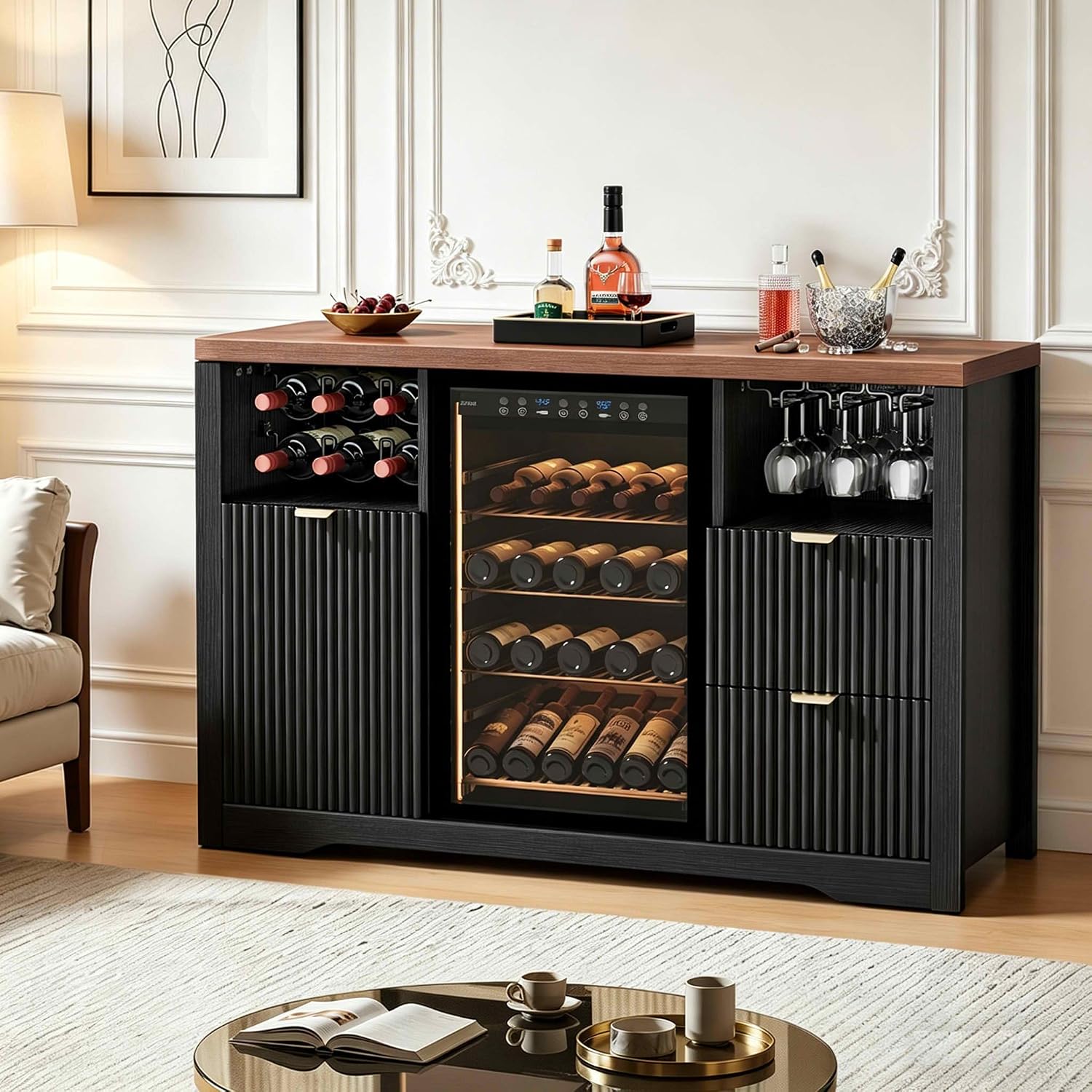 Coffee Bar Cabinet with Mini F - Home Bar And Fridge ulasan dan harga