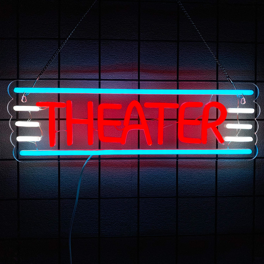 Theater Neon Sign For Wall Dec - Home Bar And Theater ulasan dan harga