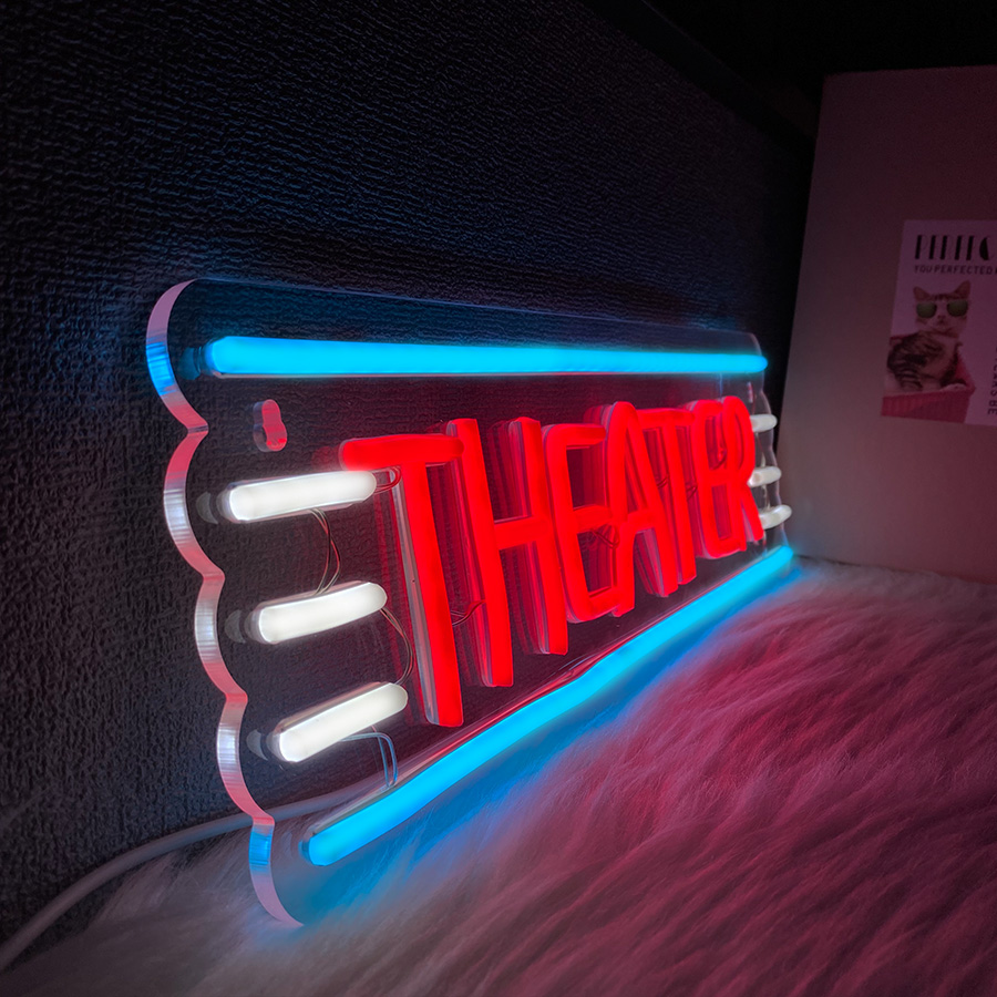 Theater Neon Sign For Wall Dec - Home Bar And Theater ulasan dan harga