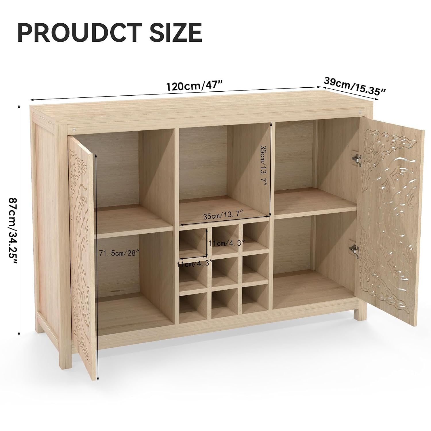 Wood Bar Cabinet with Adjustab - Home Bar And Cabinet ulasan dan harga