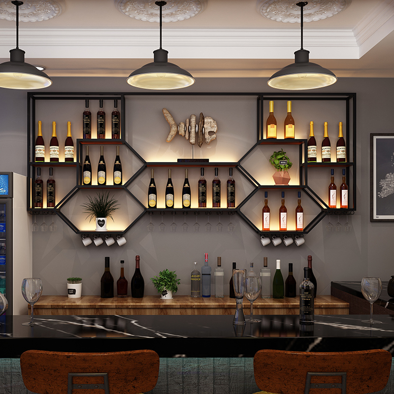 Metal Shelves Wine Cabinet Liv - Home Bar And Cabinet ulasan dan harga