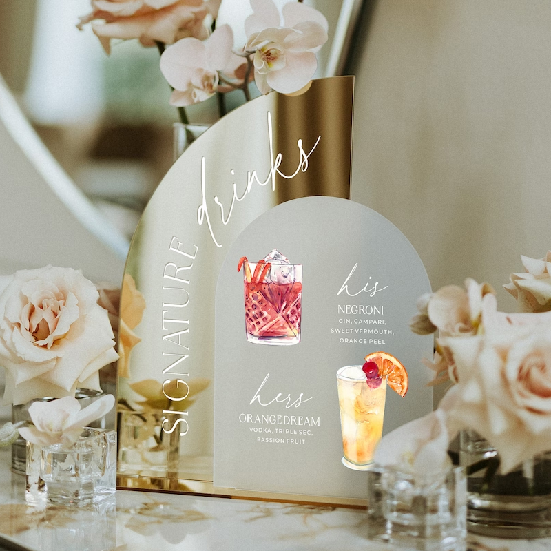 Gold Mirror Wedding Bar Menu S - Cocktail Recipe Book ulasan dan harga