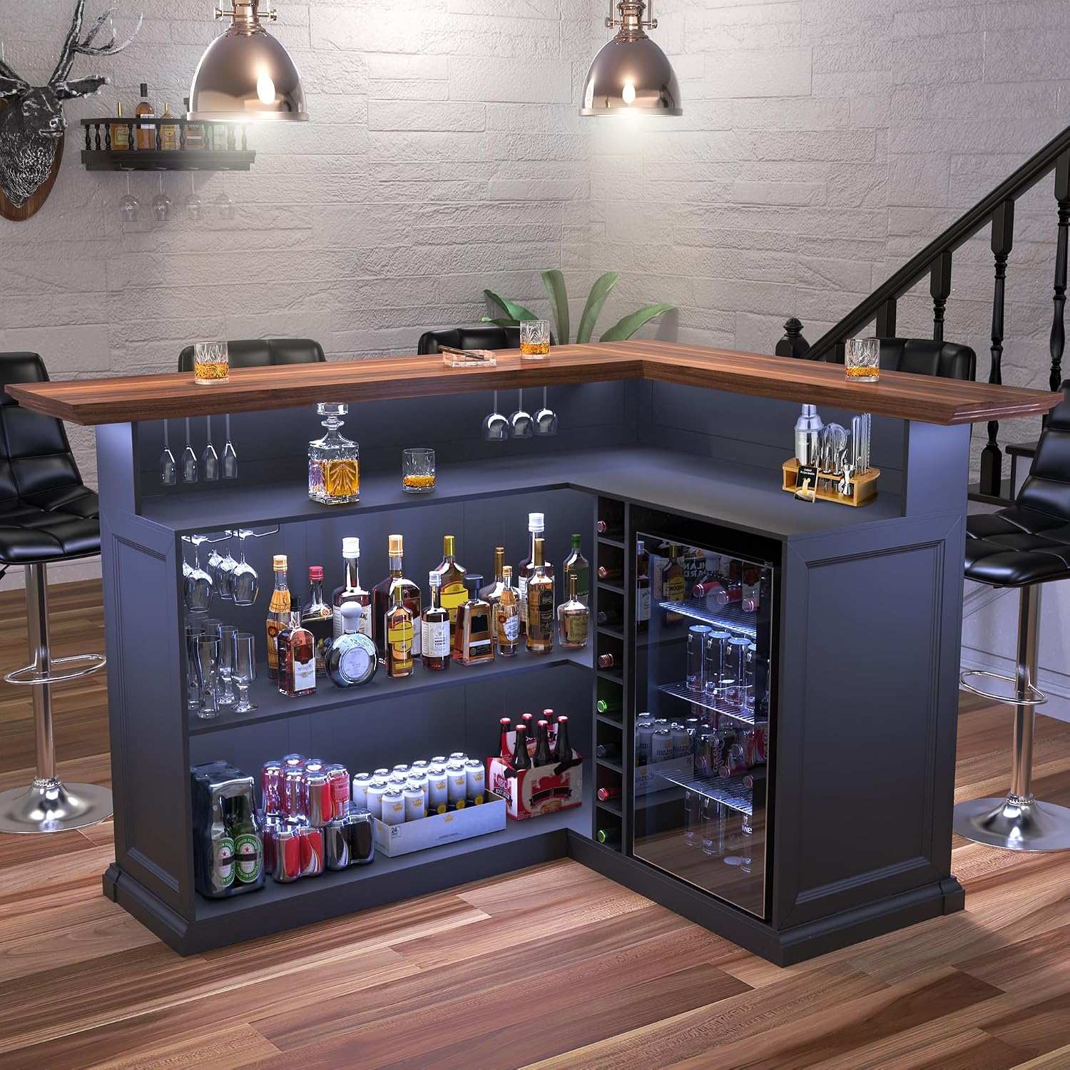 L-Shaped Home Bar Cabinet with - Home Bar And Cabinet ulasan dan harga