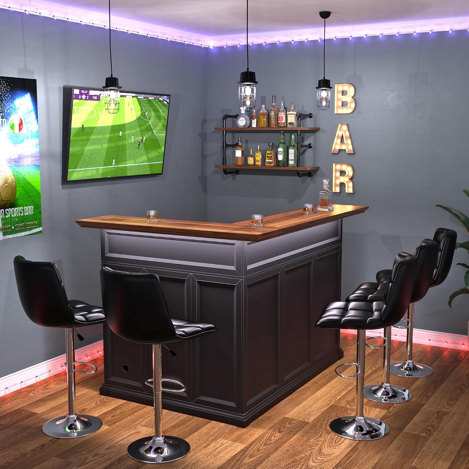 L-Shaped Home Bar Cabinet with - Home Bar And Cabinet ulasan dan harga